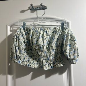 Abercrombie & Fitch Cream Smocked Top